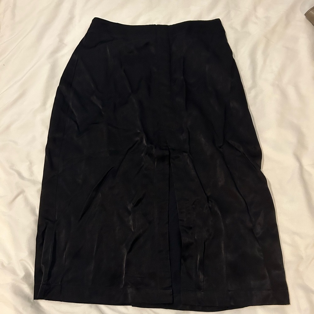 ANTHROPOLOGIE BLACK MIDI SKIRT WITH SLIT